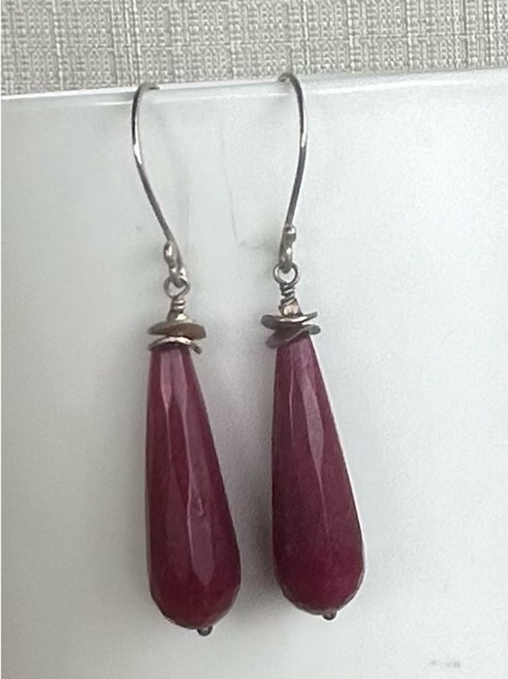 NWOT By Jodi Sterling Silver Earrings with Red Jade Teardrops